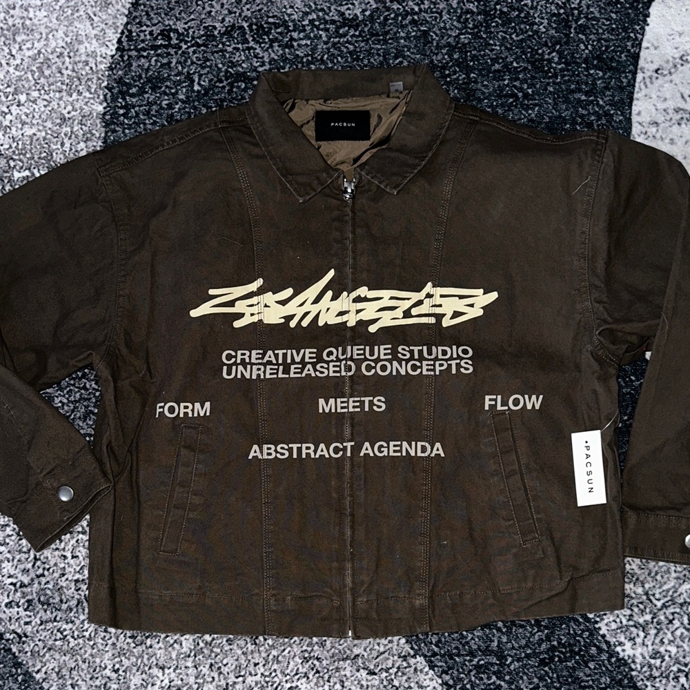 PacSun Brown Jacket with Graphic Text
